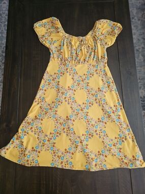 Falls Creek Yellow Floral Off-Shoulder Dress